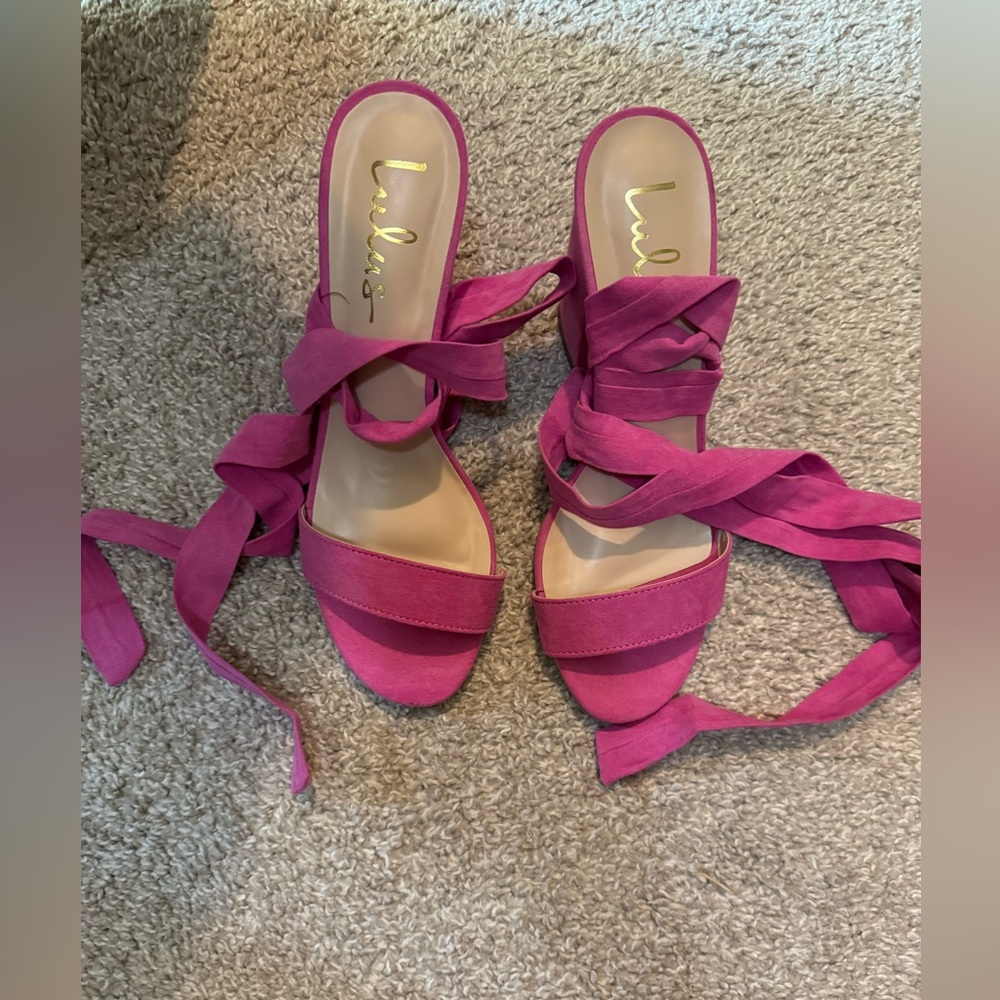 LULU pink tie heels